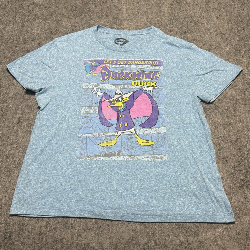 Disney Darkwing Duck 2XL T-Shirt Lets Get Dangerous Blue Graphic Tee XXL Retro